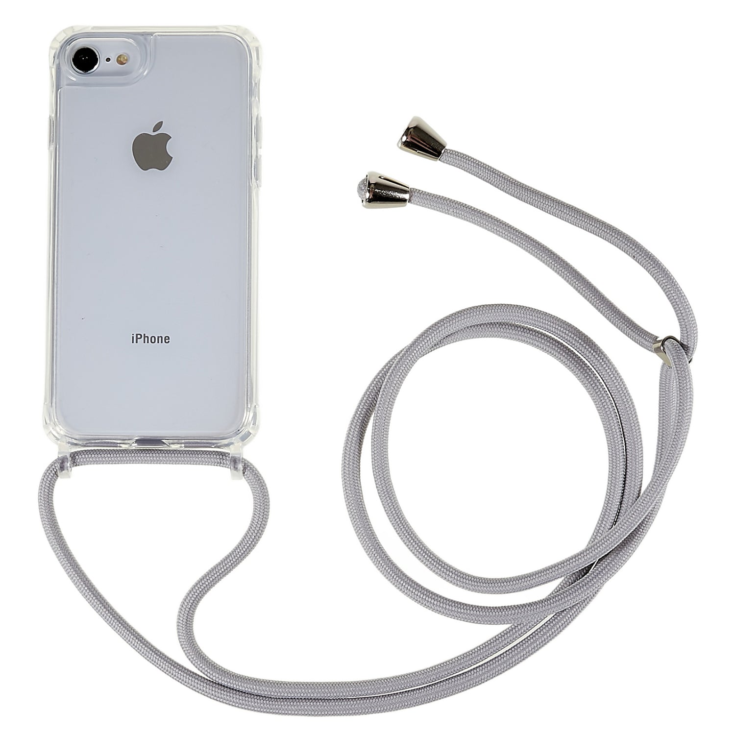 Back Case for iPhone 7 / 8 / SE (2020) / SE (2022), Fall Protection Clear TPU+Acrylic Phone Cover with Lanyard - White Back Case for iPhone 7 / 8 / SE (2020) / SE (2022), Fall Protection Clear TPU+Acrylic Phone Cover with Lanyard - White